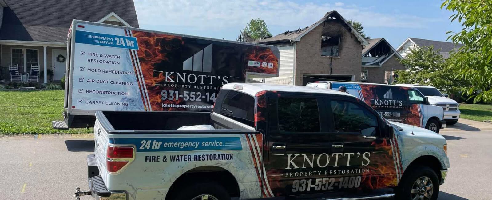 Knotts_Property_Restoration_Banner Knott's Property Restoration team assisting local home residence Clarksville, Tennessee fire damage restoration